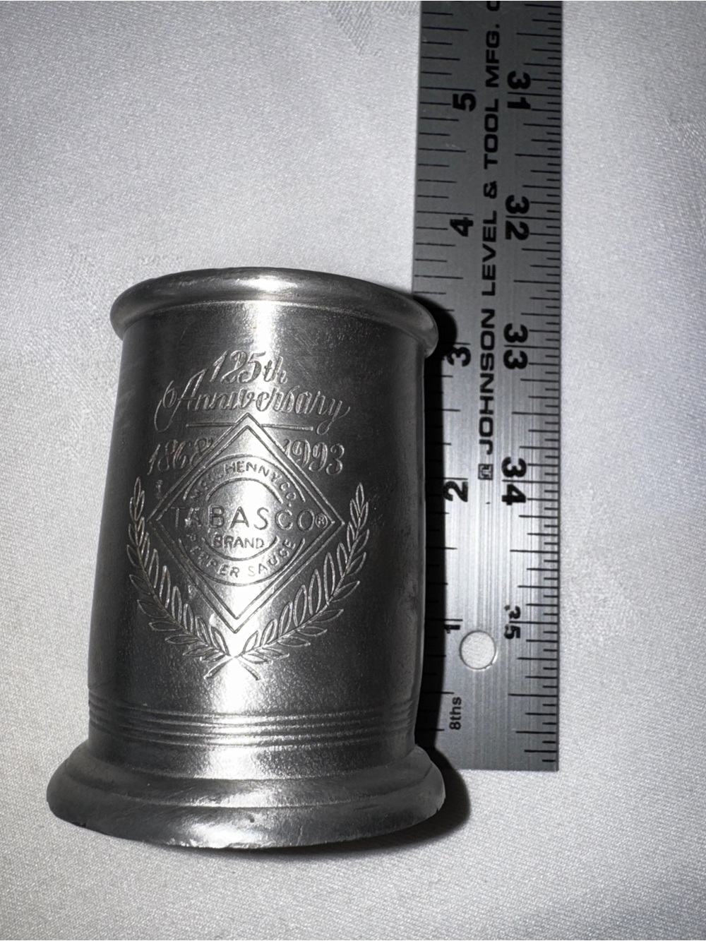1993 Wilton Pewter TABASCO BOTTLE HOLDER Accommodates 2 Oz Bottle Made in USA